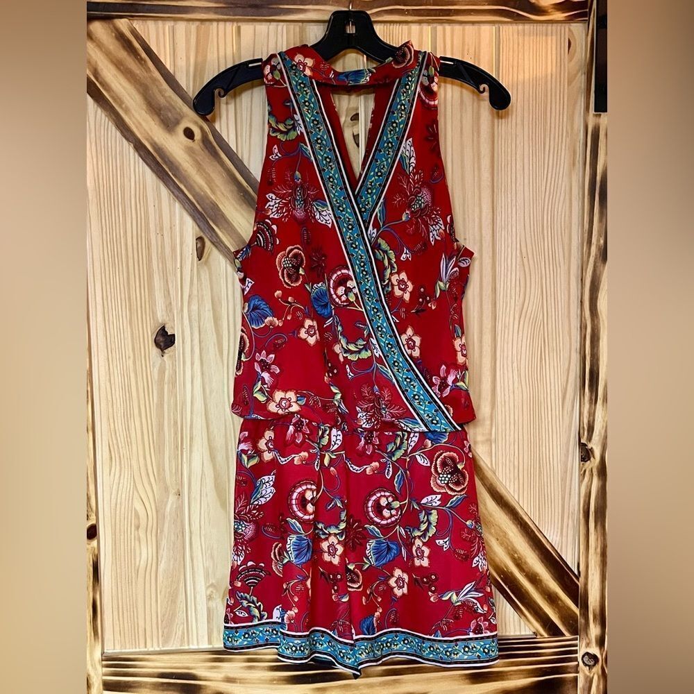 EUC Boho Romper Red M